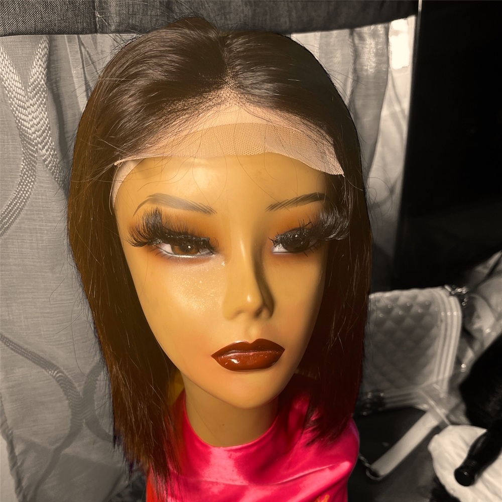 4x4 Transparent Lace 10” Natural Black Bob Wig